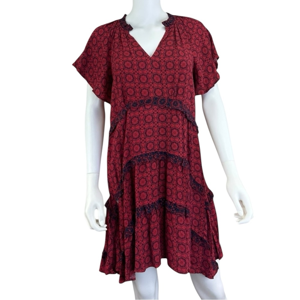 Anthropologie Red Print Mini Dress Size S B0094